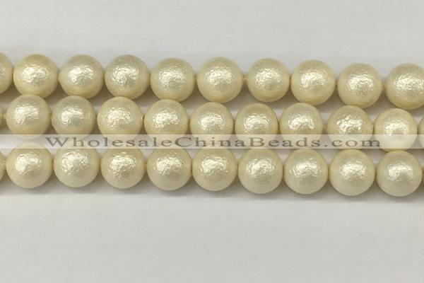 CSB2215 15.5 inches 14mm round wrinkled shell pearl beads wholesale