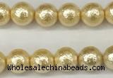 CSB2220 15.5 inches 4mm round wrinkled shell pearl beads wholesale