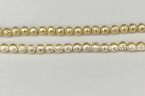 CSB2221 15.5 inches 6mm round wrinkled shell pearl beads wholesale