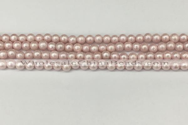 CSB2230 15.5 inches 4mm round wrinkled shell pearl beads wholesale