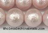 CSB2235 15.5 inches 14mm round wrinkled shell pearl beads wholesale