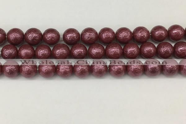 CSB2264 15.5 inches 12mm round wrinkled shell pearl beads wholesale