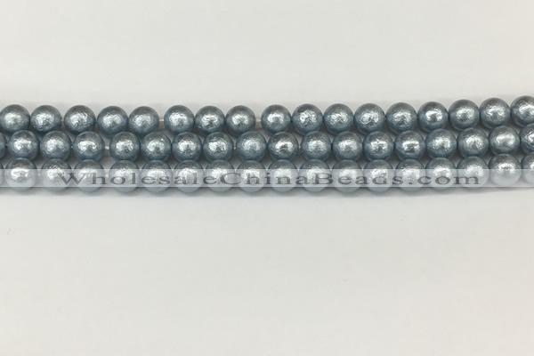 CSB2281 15.5 inches 6mm round wrinkled shell pearl beads wholesale