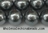 CSB2293 15.5 inches 10mm round wrinkled shell pearl beads wholesale