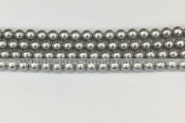 CSB2301 15.5 inches 6mm round wrinkled shell pearl beads wholesale