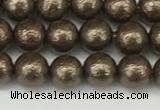 CSB2310 15.5 inches 4mm round wrinkled shell pearl beads wholesale