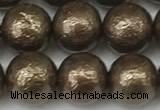 CSB2313 15.5 inches 10mm round wrinkled shell pearl beads wholesale