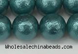 CSB2335 15.5 inches 14mm round wrinkled shell pearl beads wholesale