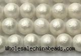 CSB2360 15.5 inches 4mm round matte wrinkled shell pearl beads