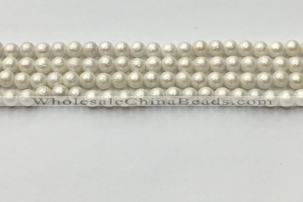 CSB2360 15.5 inches 4mm round matte wrinkled shell pearl beads