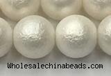 CSB2364 15.5 inches 12mm round matte wrinkled shell pearl beads