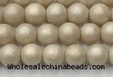 CSB2370 15.5 inches 4mm round matte wrinkled shell pearl beads