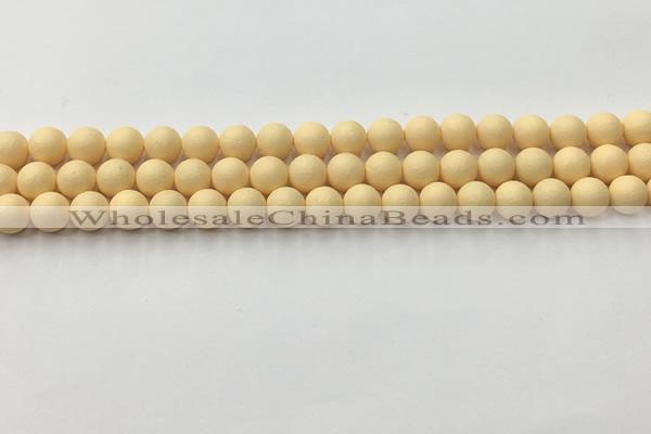 CSB2380 15.5 inches 4mm round matte wrinkled shell pearl beads