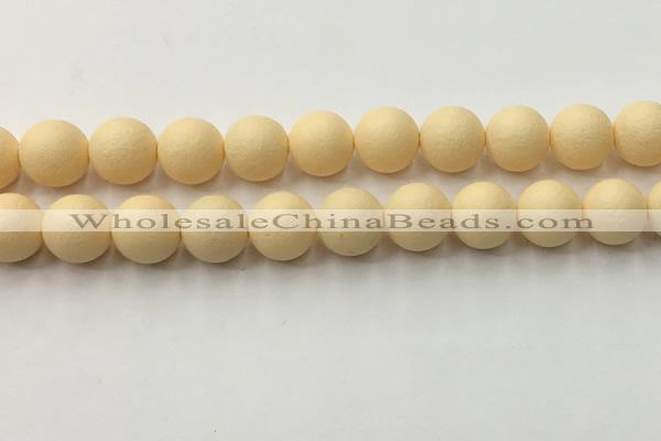 CSB2385 15.5 inches 14mm round matte wrinkled shell pearl beads