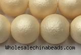 CSB2395 15.5 inches 14mm round matte wrinkled shell pearl beads