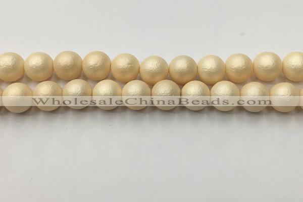 CSB2395 15.5 inches 14mm round matte wrinkled shell pearl beads