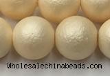 CSB2396 15.5 inches 16mm round matte wrinkled shell pearl beads