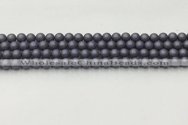 CSB2480 15.5 inches 4mm round matte wrinkled shell pearl beads