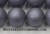 CSB2485 15.5 inches 14mm round matte wrinkled shell pearl beads