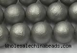 CSB2492 15.5 inches 8mm round matte wrinkled shell pearl beads