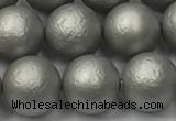 CSB2494 15.5 inches 12mm round matte wrinkled shell pearl beads