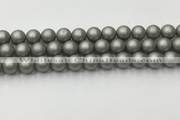 CSB2494 15.5 inches 12mm round matte wrinkled shell pearl beads