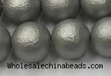 CSB2495 15.5 inches 14mm round matte wrinkled shell pearl beads