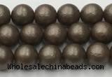 CSB2510 15.5 inches 4mm round matte wrinkled shell pearl beads