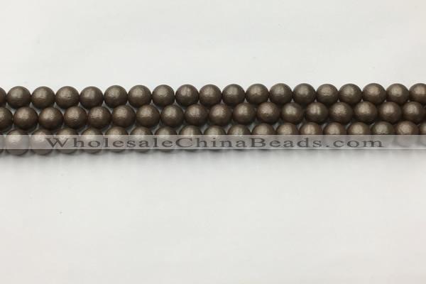 CSB2510 15.5 inches 4mm round matte wrinkled shell pearl beads