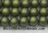 CSB2520 15.5 inches 4mm round matte wrinkled shell pearl beads