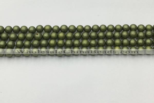 CSB2520 15.5 inches 4mm round matte wrinkled shell pearl beads