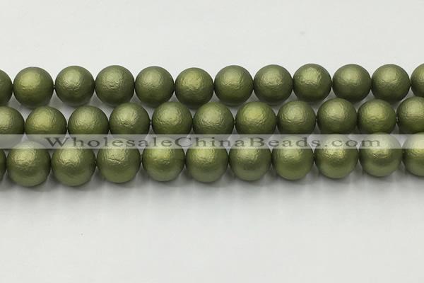 CSB2525 15.5 inches 14mm round matte wrinkled shell pearl beads