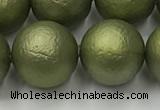 CSB2526 15.5 inches 16mm round matte wrinkled shell pearl beads