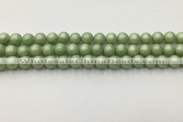 CSB2532 15.5 inches 8mm round matte wrinkled shell pearl beads