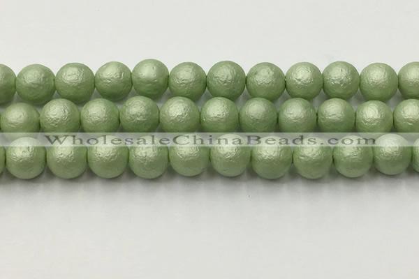 CSB2535 15.5 inches 14mm round matte wrinkled shell pearl beads