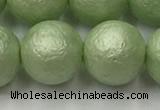 CSB2536 15.5 inches 16mm round matte wrinkled shell pearl beads