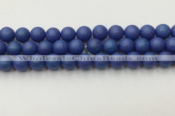 CSB2574 15.5 inches 12mm round matte wrinkled shell pearl beads