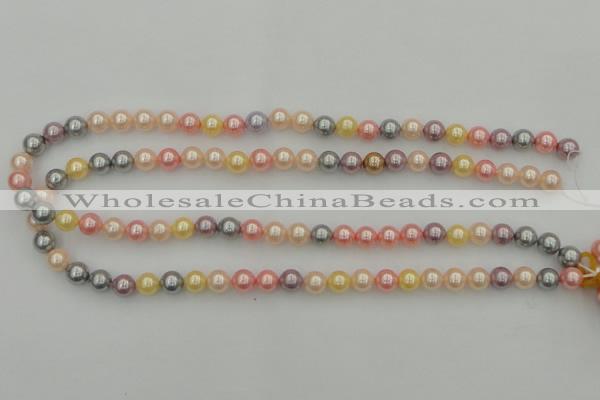 CSB304 15.5 inches 8mm round mixed color shell pearl beads