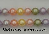 CSB309 15.5 inches 8mm round mixed color shell pearl beads