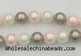 CSB313 15.5 inches 8mm round mixed color shell pearl beads