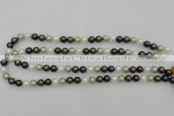 CSB314 15.5 inches 8mm round mixed color shell pearl beads