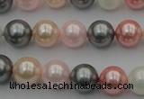 CSB326 15.5 inches 10mm round mixed color shell pearl beads