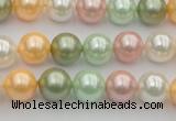 CSB329 15.5 inches 10mm round mixed color shell pearl beads