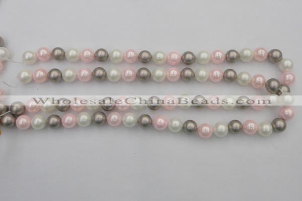 CSB335 15.5 inches 10mm round mixed color shell pearl beads