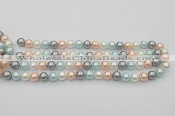 CSB336 15.5 inches 10mm round mixed color shell pearl beads