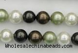 CSB337 15.5 inches 10mm round mixed color shell pearl beads