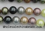 CSB339 15.5 inches 10mm round mixed color shell pearl beads