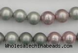 CSB341 15.5 inches 10mm round mixed color shell pearl beads