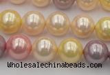 CSB354 15.5 inches 12mm round mixed color shell pearl beads