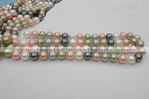 CSB357 15.5 inches 12mm round mixed color shell pearl beads